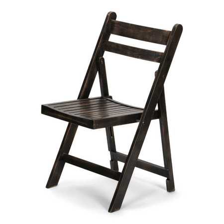 ATLAS COMMERCIAL PRODUCTS Wood Slatted Folding Chair, Antique Black WSFC4DK